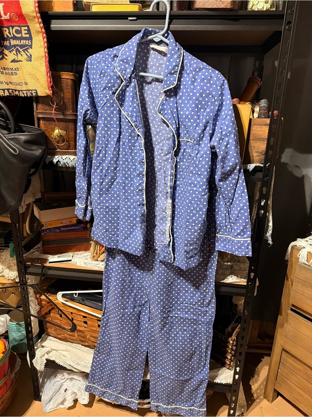 Victoria's Secret Blue Polka Dot Pajama Jacket and Pants